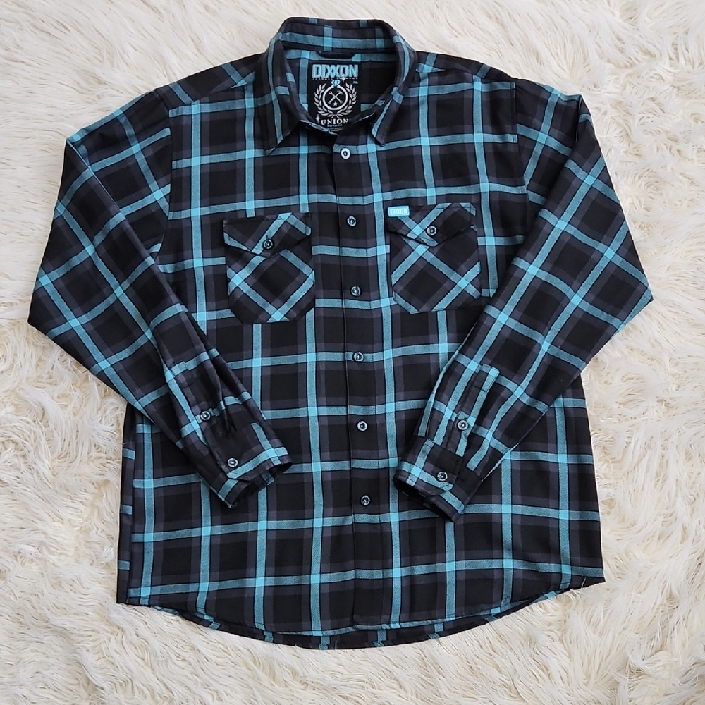 DIXXON Blue and Black Casual Button Down Shirt